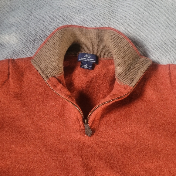 Brooks Brothers 346 Quarter Zip Boys Orange Pullover Wool Sweater Medium - Picture 3 of 7